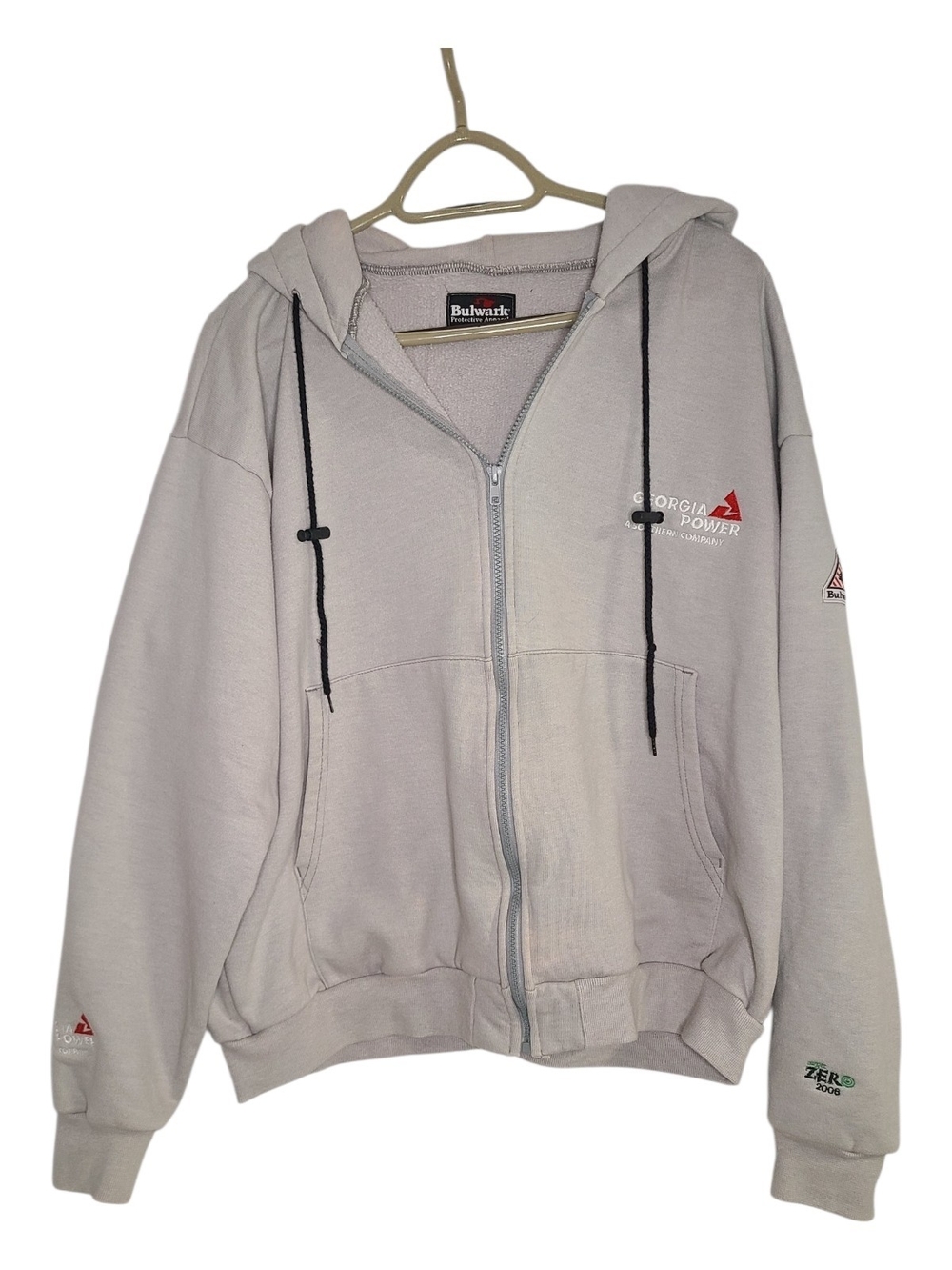 Bulwark FR Georgia Power Full Zip Work Hoodie Sweatshirt Medium
